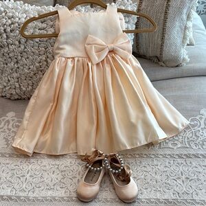Elegant flower girl or party girl dress and matching shoes